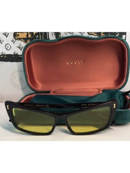 New Authentic Gucci GG626S 002 Sunglasses – Black Frame with Yellow Lenses ✨ main image 13